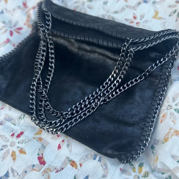 Gunmetal metallic chain link handle handbag/tote - Picture 14 of 16